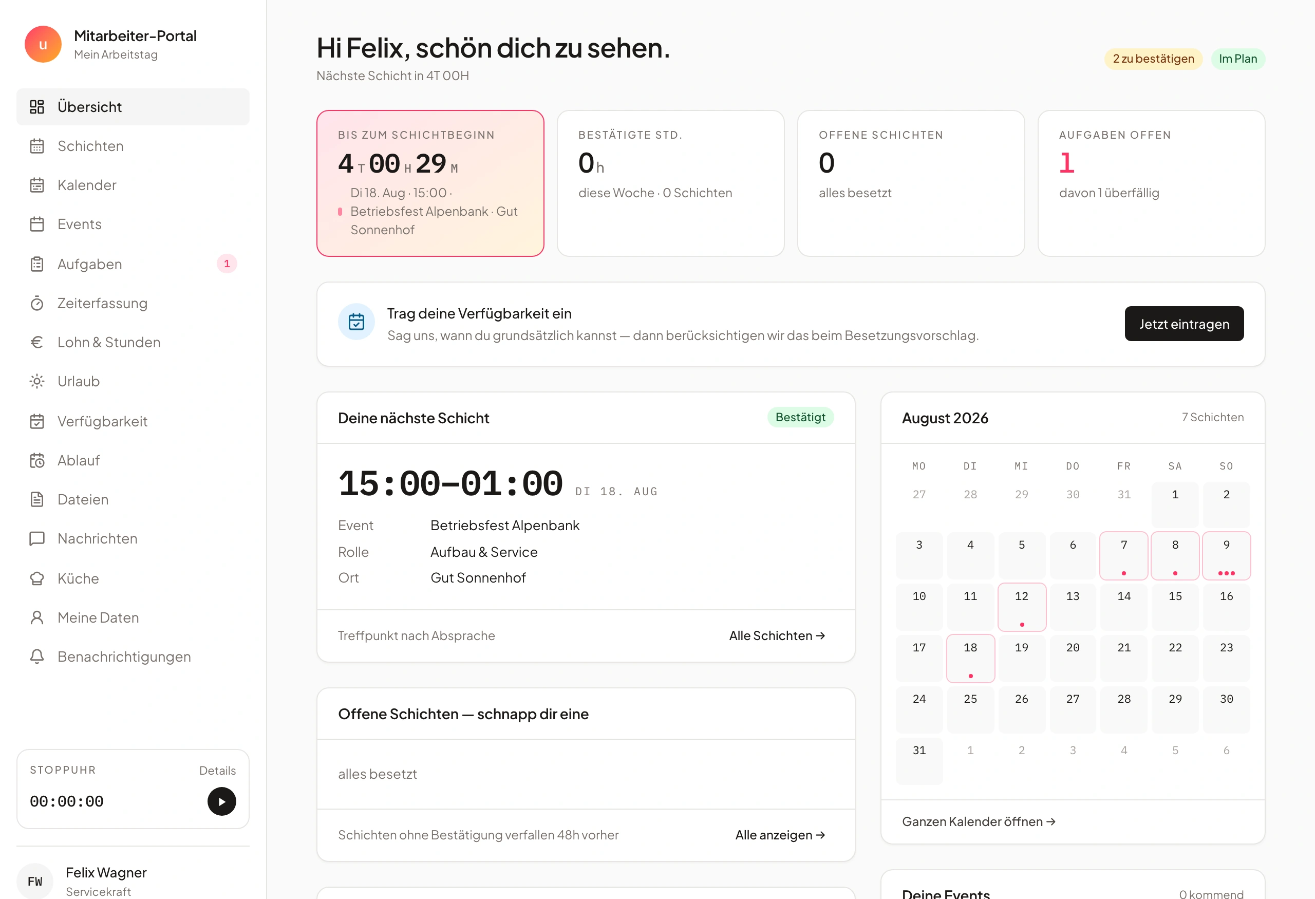 Portal for staff and partners in Univents