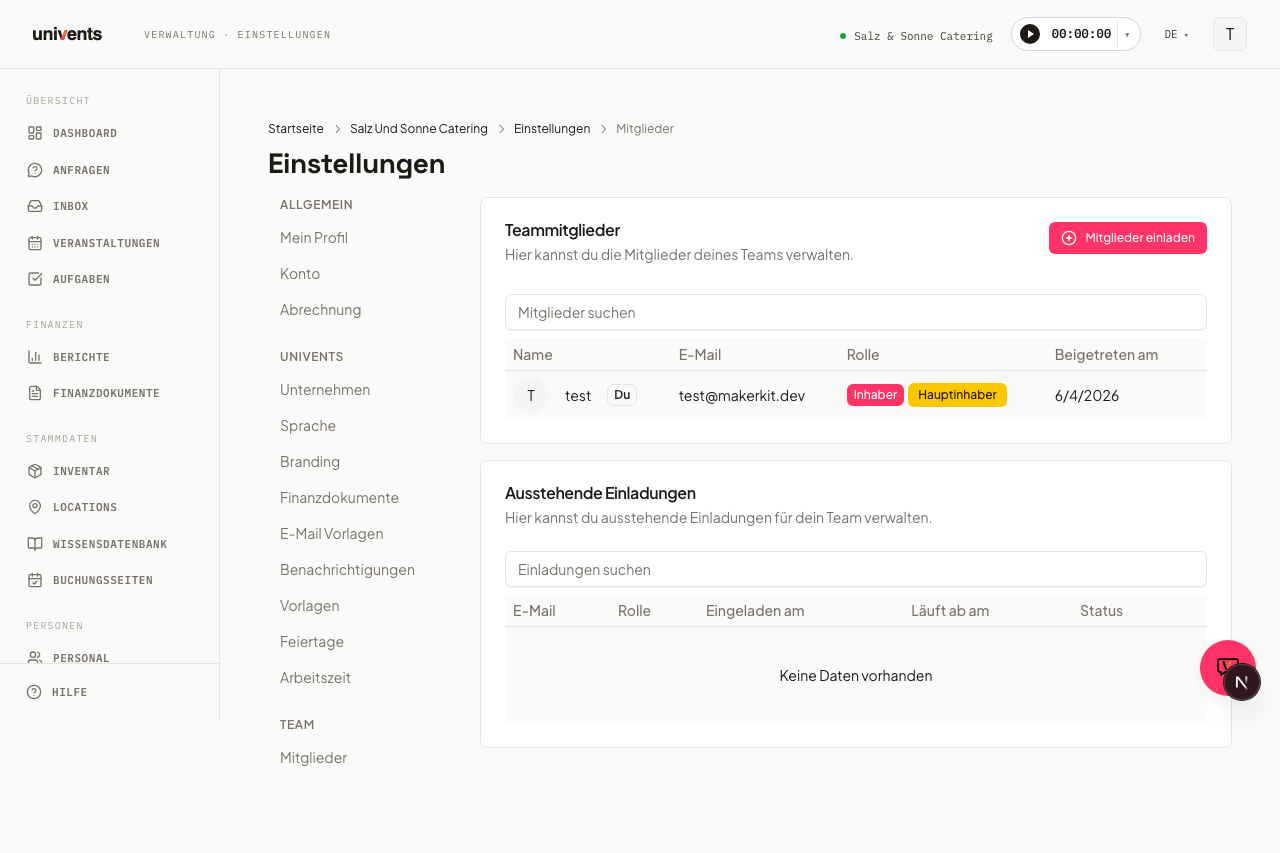 Mitglieder, Rollen & Berechtigungen