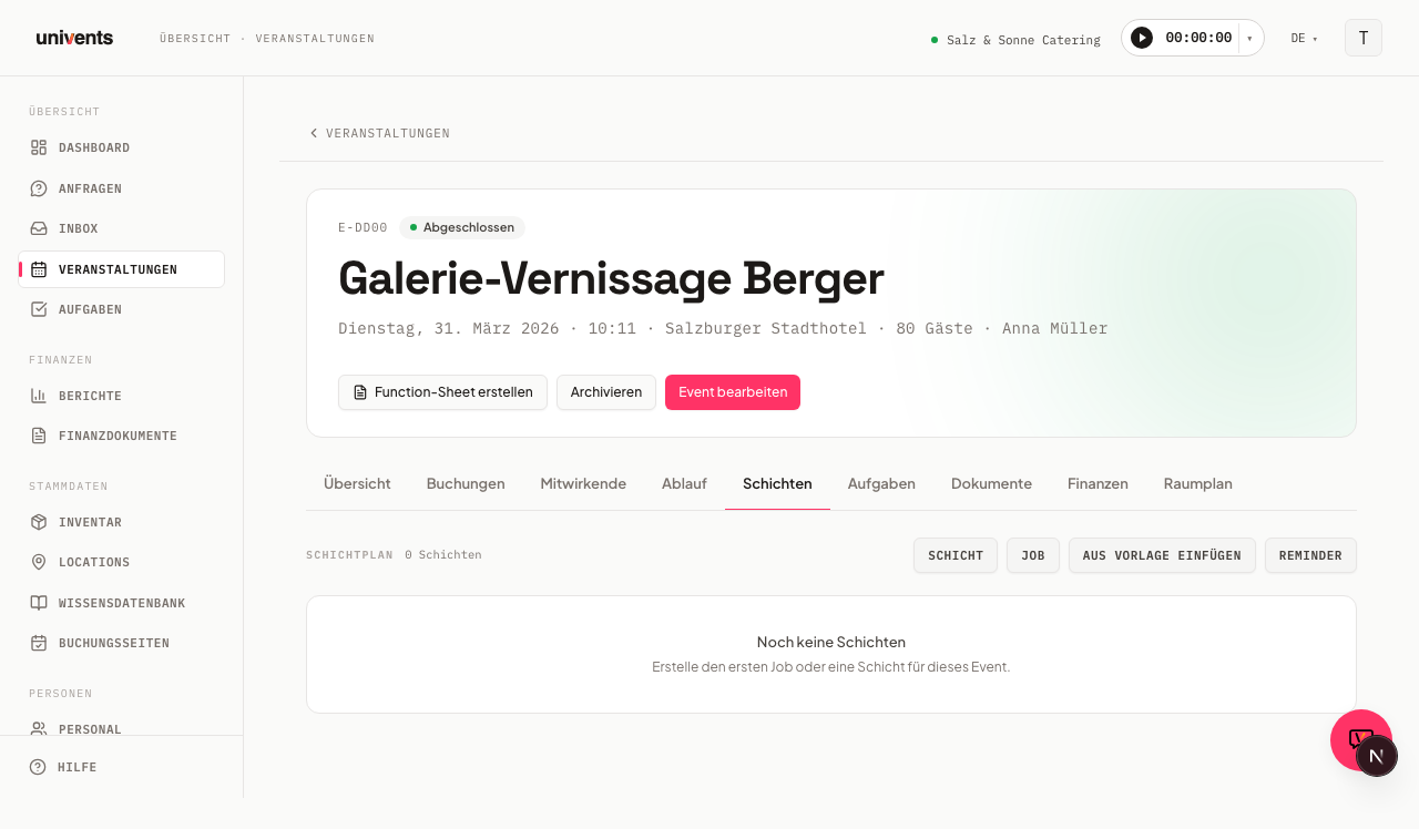 Schichten & Jobs anlegen und bepreisen