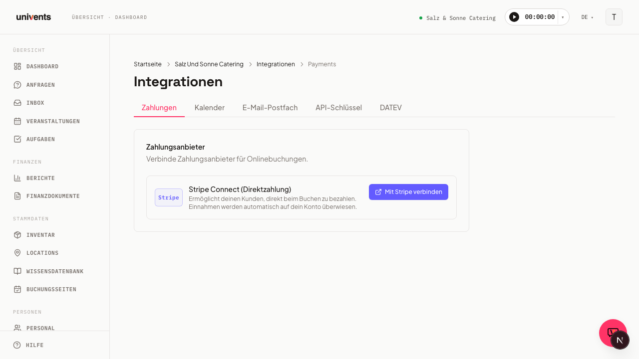 Zahlungsintegration mit Stripe verbinden